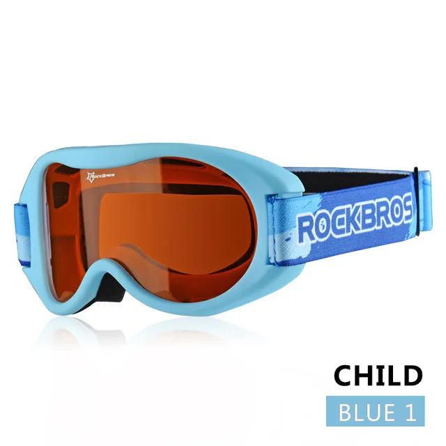 child sky blue ROCKBROS, противотуманные лыжные очки, лыжные очки, двухслойные очки для сноубординга, PC линзы, TPU, УФ-оправа, очки для мужчин и женщин - Цвет: child sky blue