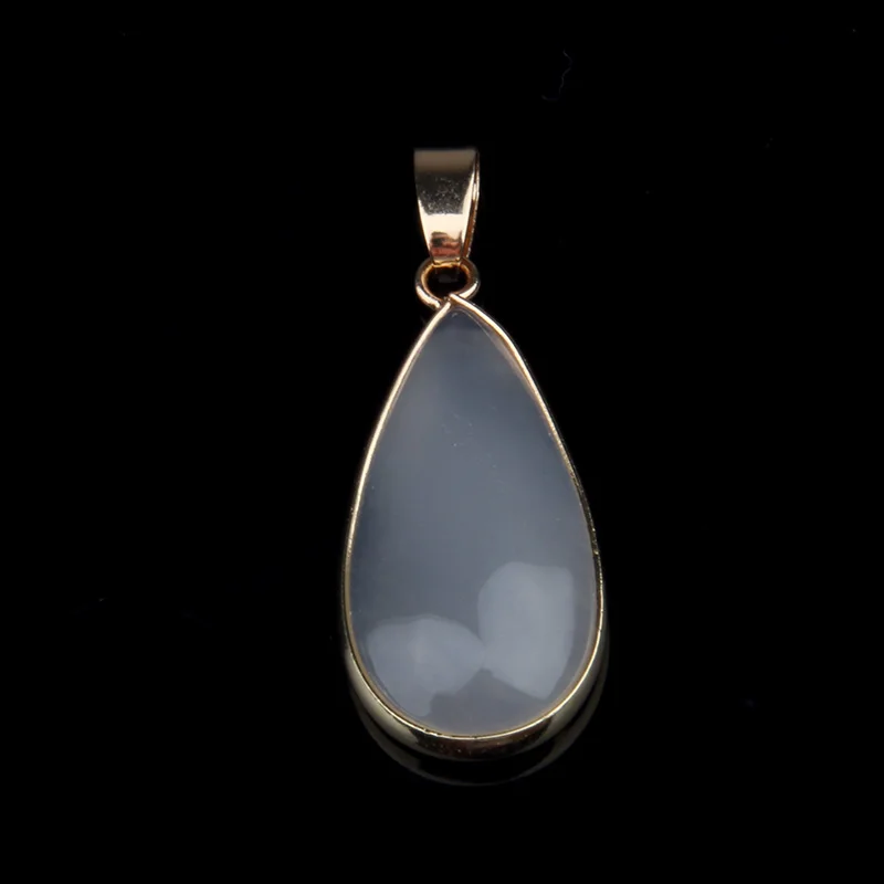 White Agate Натуральный камень подвеска в виде капли воды Форма Подвески Агаты/росекварц/тигровый глаз Подвески Для Изготовление Ювелирных ожерелий 3,6*1,9*0,7 см - Окраска металла: White Agate