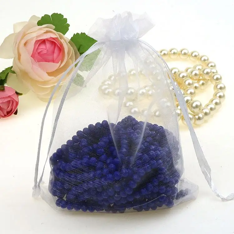 13x18cm White Organza Jewelry Gift Bags Cheap Pouches Wedding Favor Bag Customed Logo Printed 100pcs/lot Wholesale - купить по
