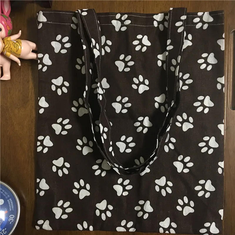 Сумка тоут YILE из хлопка и льна сумка через плечо с принтом лап коричневая основа