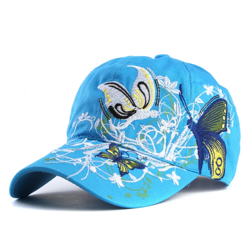 Высококачественая бейсбольная шляпа c вышивками бабочек и цветов