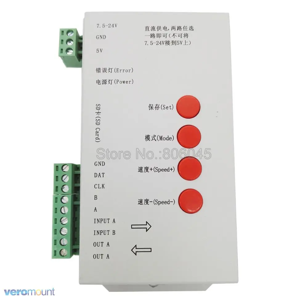 T1000S T 1000S SD карта WS2801 WS2811 WS2812B LPD6803 LED 2048 пикселей контроллер RGB DC5V 24V|rgb controller|pixel