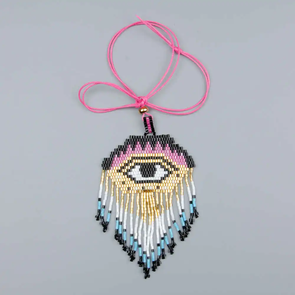 SHINUSBOHO lucky eye ожерелье для женщин MIYUKI collier длинное кулон с кисточкой Турция сглаза