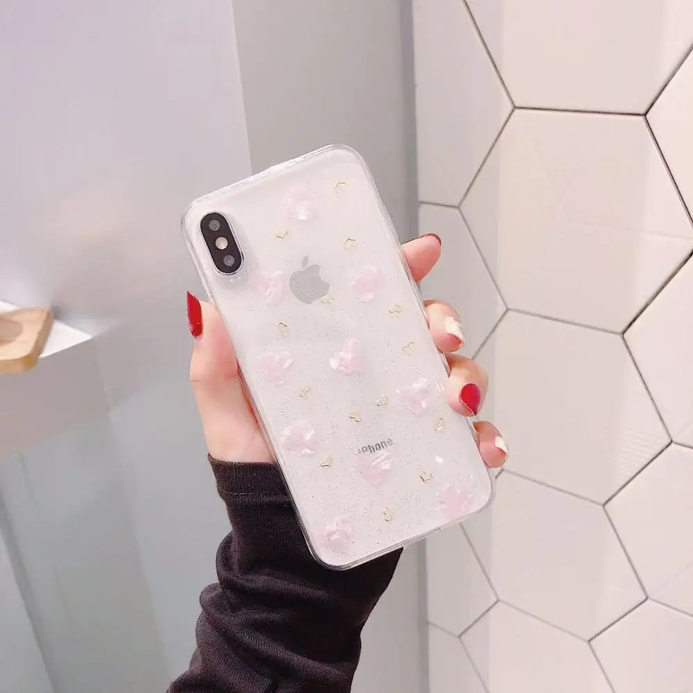 PEIPEN Silicone Glitter Bling Phone Case Fundas For Apple iphone 6 6S 7 8 Plus X XR XS MAX Cute Love Heart Soft Coque Cover | Мобильные