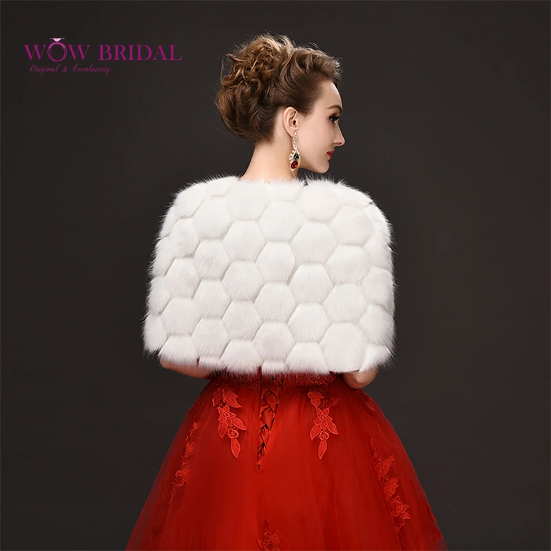 Wowbridal 2021 изящная Свадебная куртка с искусственным мехом принтом шнуровка шаль