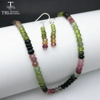 tbj 100 natural fancy color tourmaline gemstone neacklace with 925 silver claspluxury big size necklace with box