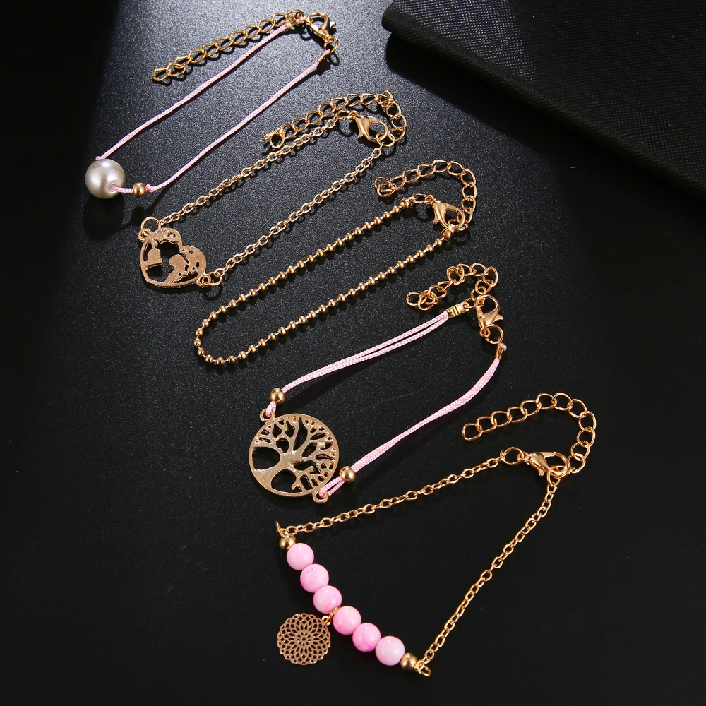 Богемные подвески браслеты наборы для женщин девушек Жемчужное сердце дерево