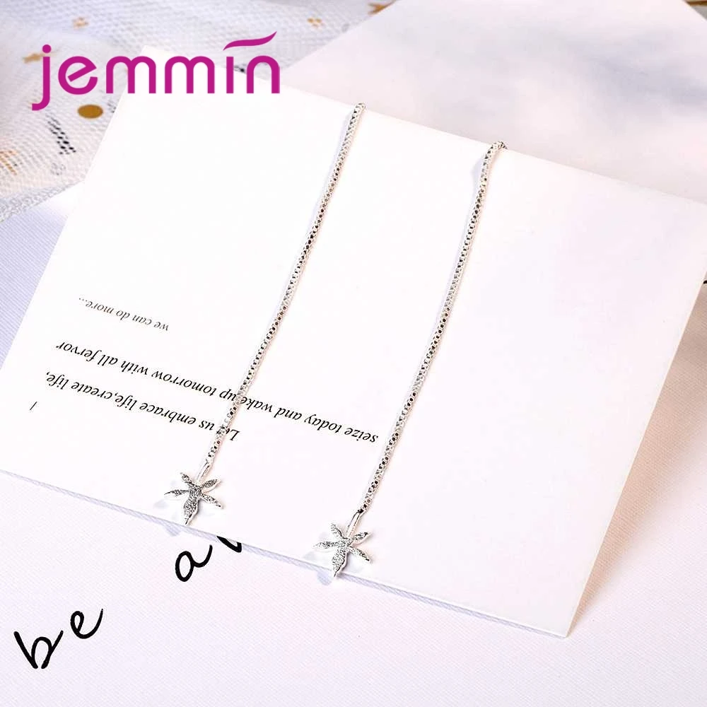 Trendy Maple Leaf Shape Pendant Chain Earrings 925 Sterling Silver Women Girl Valentine's Day Gift Factory Price Top Sale | Украшения и