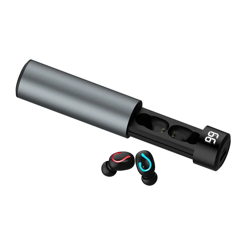 HBQ-Q67 фонарь типа Pull-type Bluetooth наушники 5,0 беспроводные наушники автоматическое соответствие с мобильным питанием цифровой дисплей XNC - Цвет: Серый