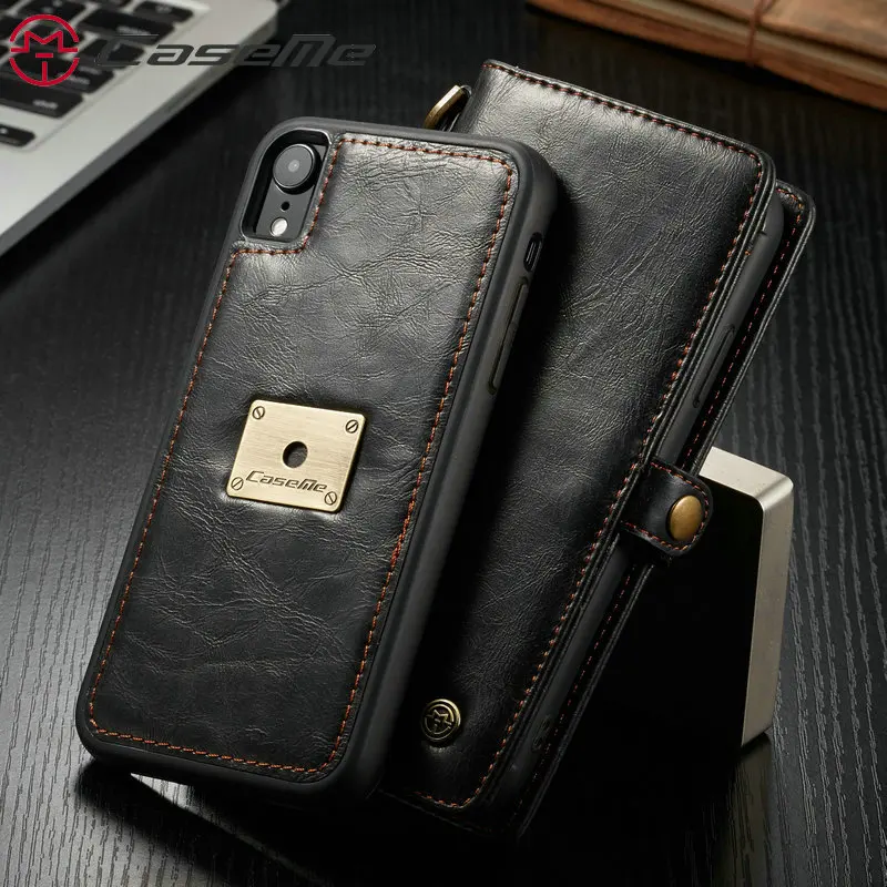 Чехол Кошелек CaseMe для iPhone Xr Xs Max с ремешком на запястье беспроводной зарядкой