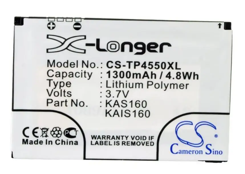 Cameron Sino 1300mah батарея для AT&ampT 8900 HTC Kaiser O2 XDA Stellar T-MOBILE MDA Vario III VODAFONE v1615 VPA Compact V KAIS160 |