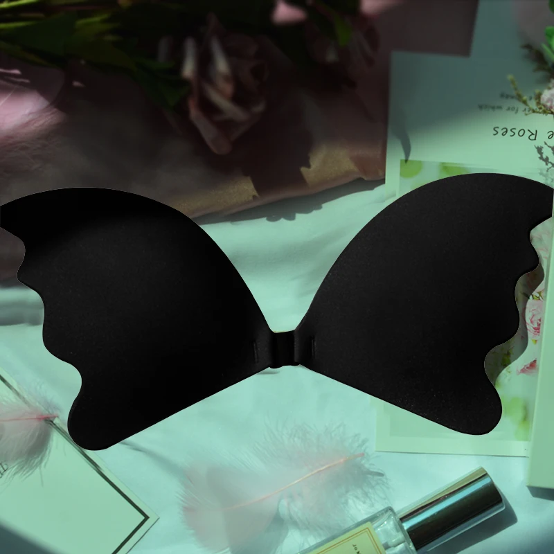 Super Breathable Self Adhesive Strapless Bandage Stick Butterfly Wing Bra Silicone Push Up Bra Drawstring Invisible Bra