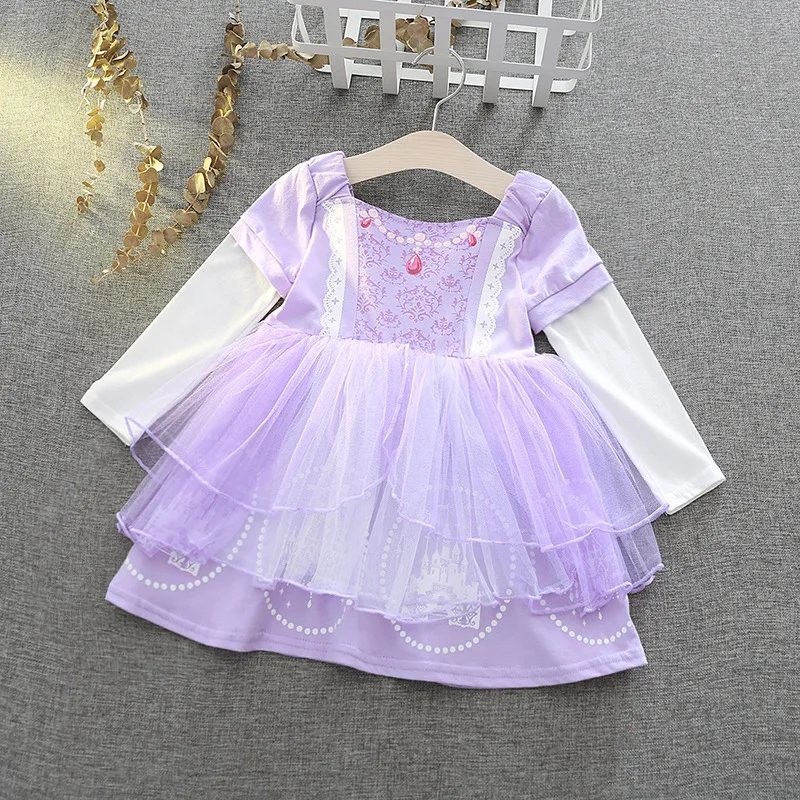 2019 Autumn Princess Sofia Dresses Costume Halloween Clothes Monsoon Kids Cotton Dress Long Sleeve Children Christmas Clothing | Детская