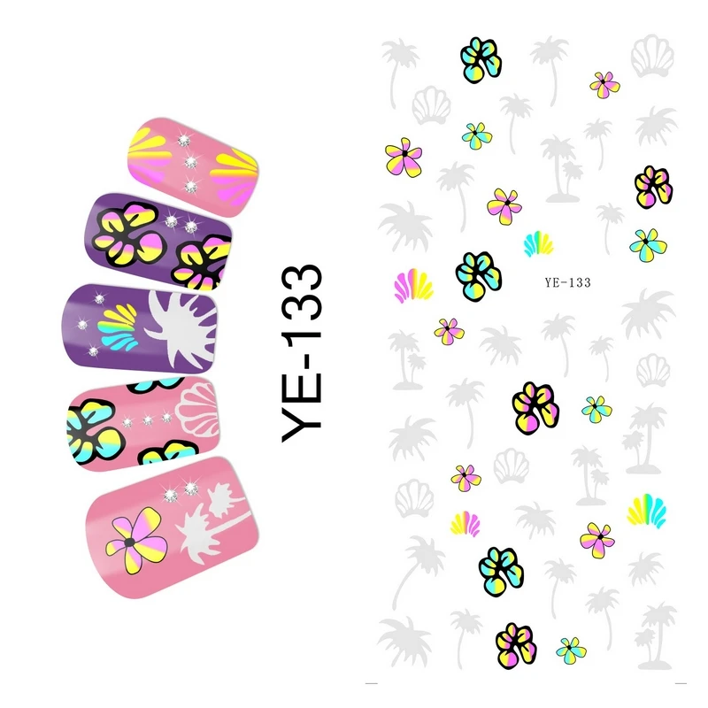 1X водная наклейка наклейки для ногтей пальмовое дерево Черный Коричневый