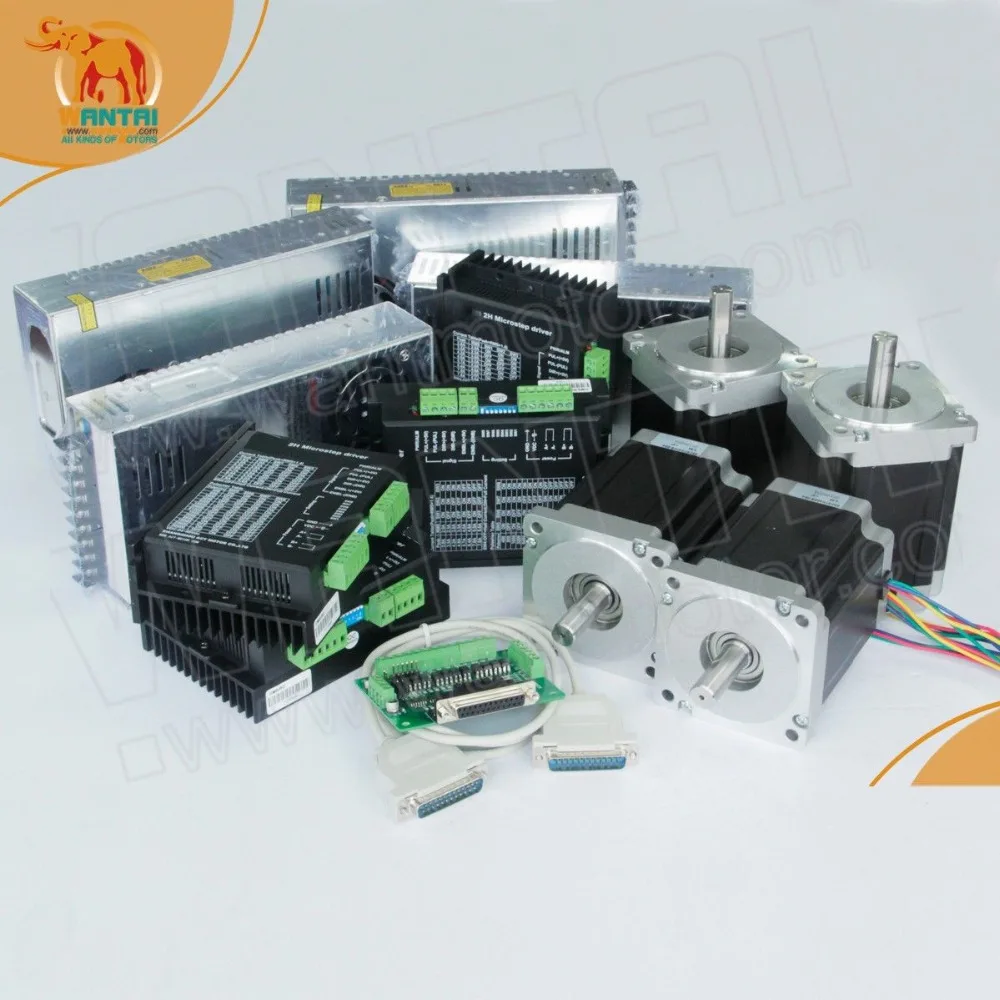 

USA STOCK!4Axis Nema34 Stepper Motor 5.6A 7.7N.m/1090oz 14mm single shaft +Driver DQ860MA 80V7.8A 256Micro CNC ROUNTER KIT