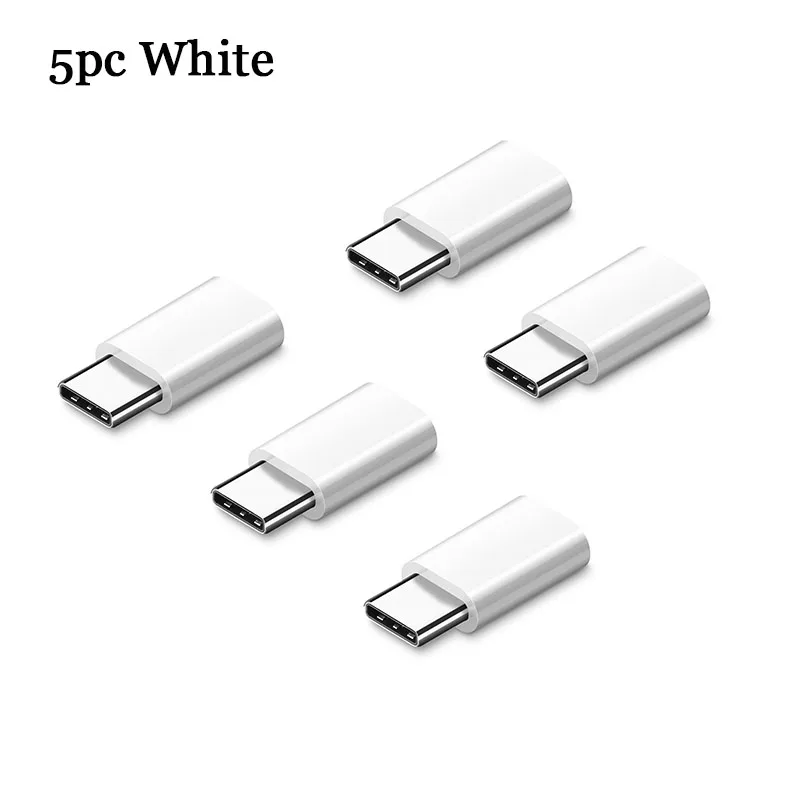 5 шт./1 шт. type C штекер Micro Usb Женский USB C OTG адаптер для Xiaomi 8 6 mix3 One Plus 6t 6 5 huawei mate 20 Pro USB конвертер - Цвет: 5Pcs White