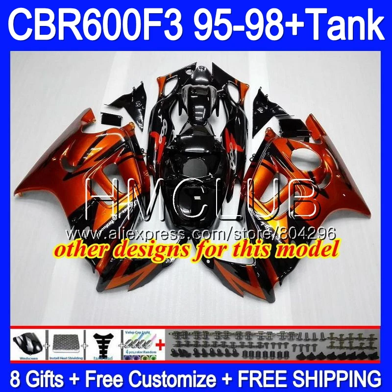 Корпус обтекателя для HONDA CBR 600F3 FS 600 F3 95 96 97 98 59HM.9 CBR600FS CBR600 CBR600F3 глянцевый черный 1995