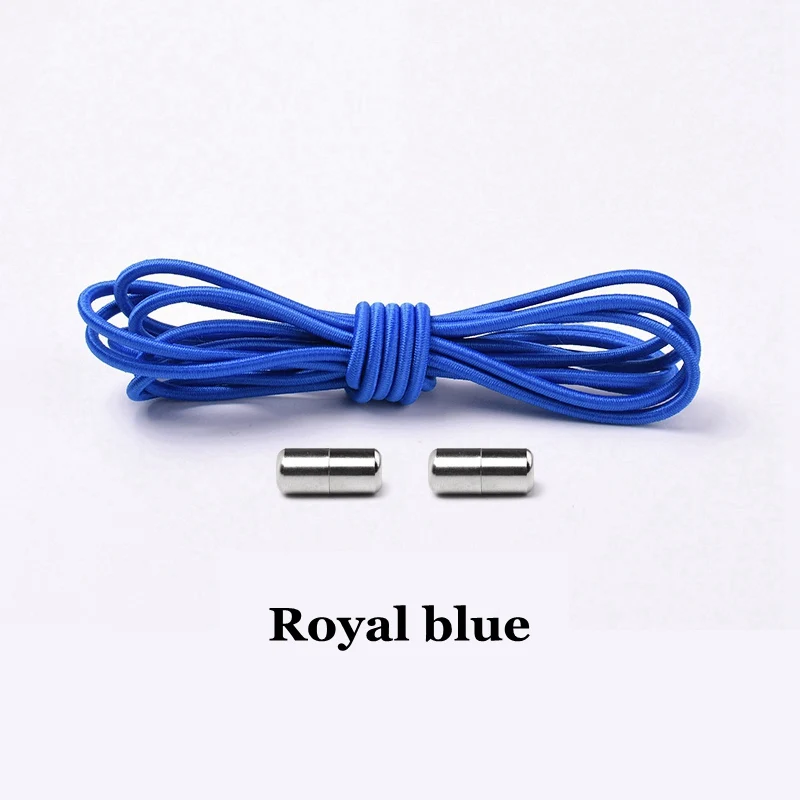 Royal blue 1 пара Упругие фиксирующие шнурки круглые шнурки без завязок шнурки для обуви для детей и взрослых шнурки для кроссовок быстрая ленивая обувь шнурки для шнурков 25 цветов - Цвет: Royal blue