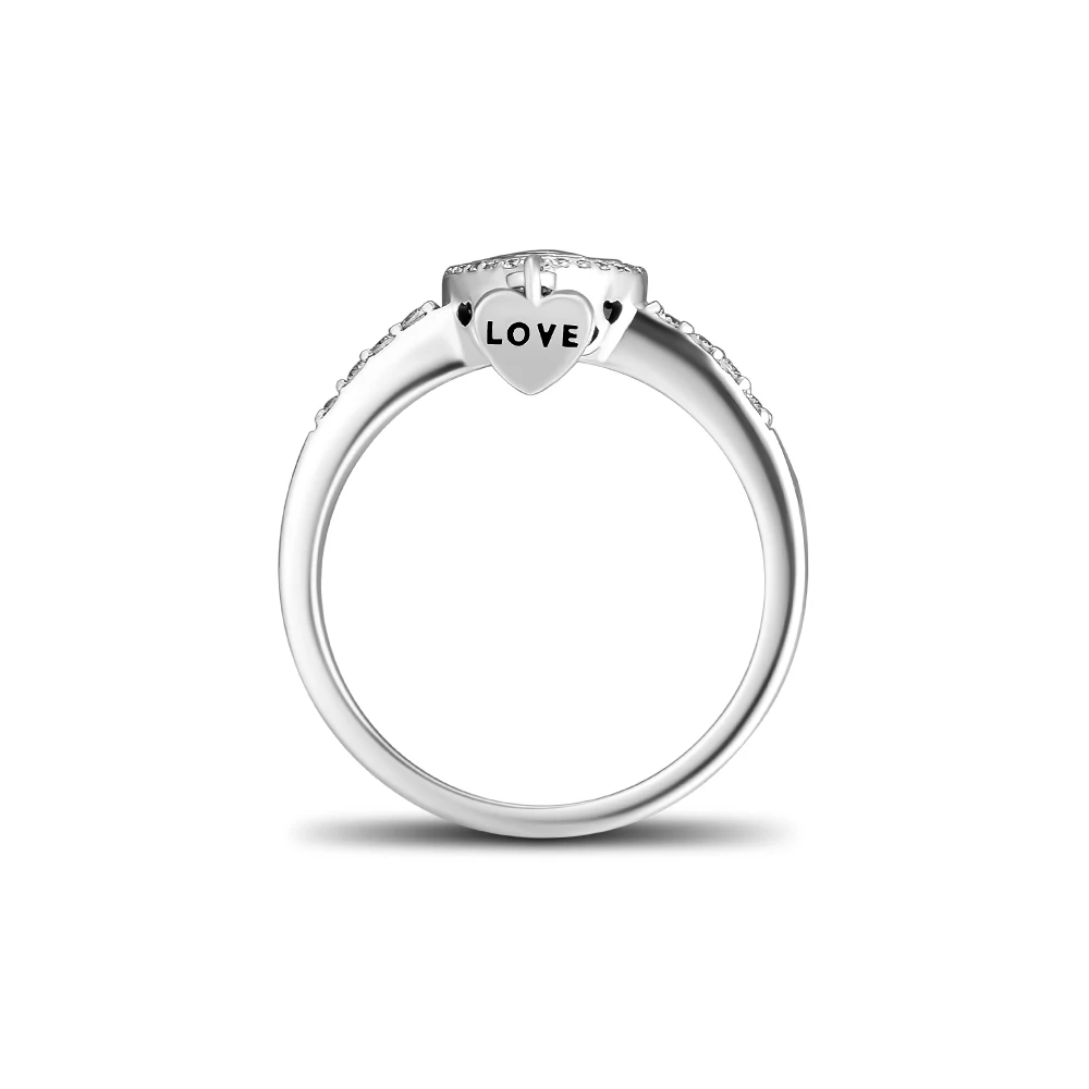 Кольца Love In My Heart с ягодной красной эмалью и прозрачными фианитами 100% Аутентичные
