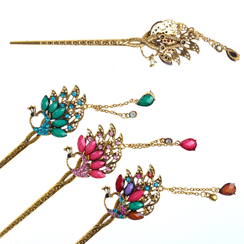 Классическая Ретро женская элегантная заколка для волос цветная шпилька со