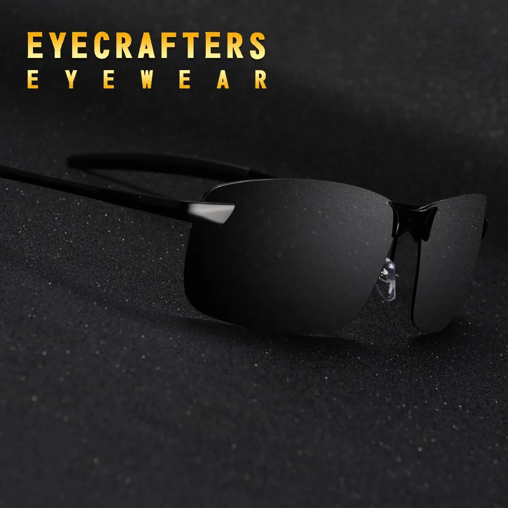 Мужские поляризационные солнцезащитные очки Eyecrafters UV400 металлическая оправа без