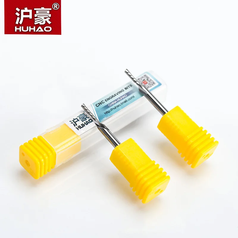 HUHAO 1pc 3.175mm Left Spiral milling cutter down cut one Flute router bit CNC end mill carbide Accessories T|one flute|spiral cuttersmilling |