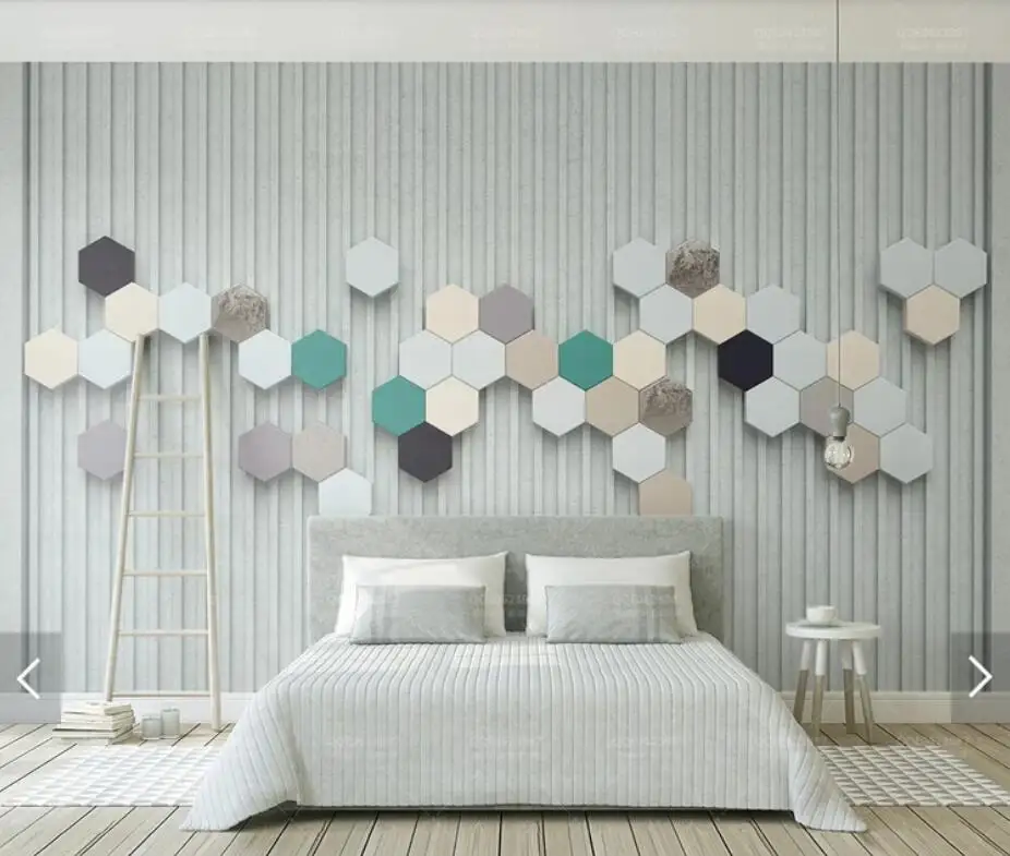 Hexagon Mosaic 3D Wall Mural Wallpaper Waterproof Canvas Murals Painting Pastoral Oil Custom | Обустройство дома