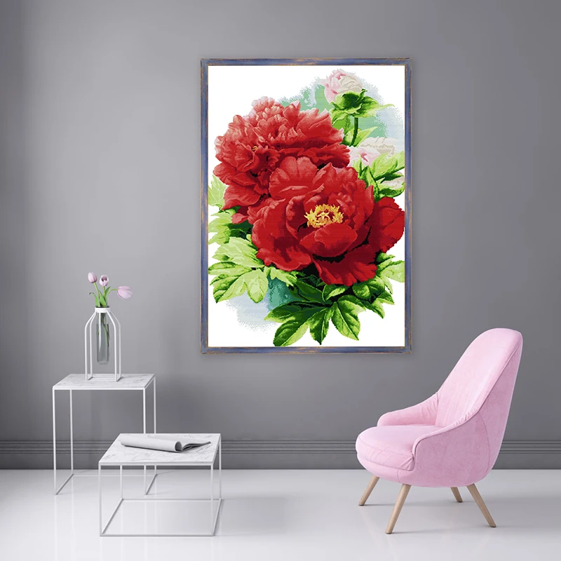 Joy Sunday Вышивка крестом цветы Пион Цветы для рукоделия DIY Вышивальная нить фирмы DMC Aida 14ct 11ct холст для вышивания наборы