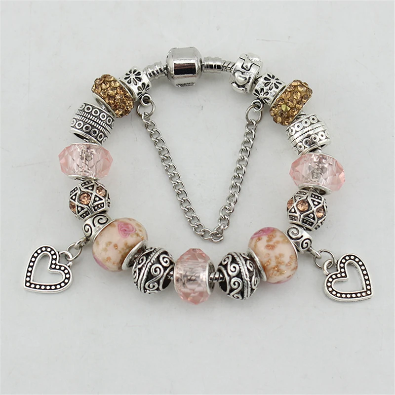 YILIANFEI подвеска сердце персик бежевый Кристалл/стеклянные бусины милые