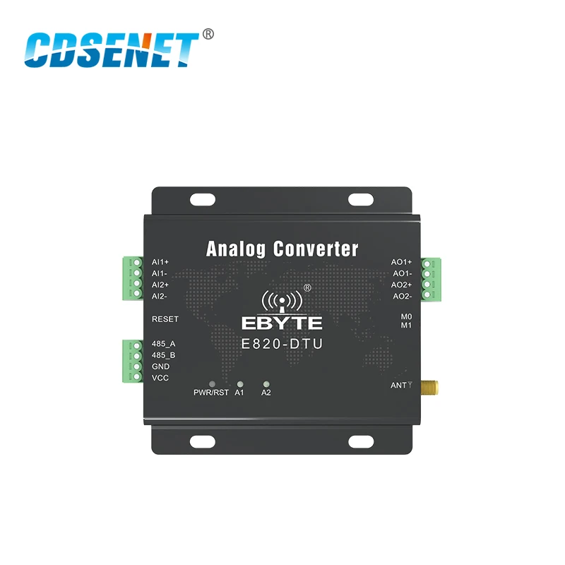 E820 DTU (2I2 433L) аналоговый модуль сбора Modbus RTU 433 МГц 1 Вт RS485 2 канальный беспроводной
