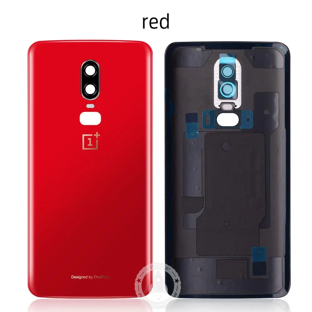 Корпус для Oneplus 6 задняя крышка для One Plus 6 Батарейная дверь настоящая задняя крышка стекло телефон Корпус чехол запасные части - Цвет: Red