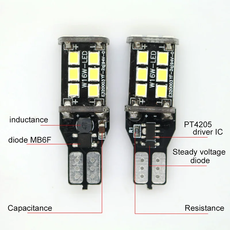 2x T15 W16W светодиодсветодиодный лампы задсветильник хода 921 912 Canbus 2835 15SMD свет