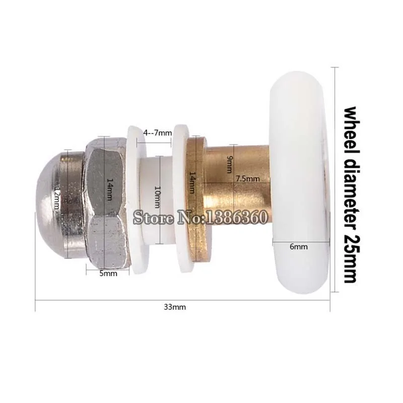 Бесплатная доставка 8 шт. роликовая дорожка для раздвижных дверей колесо душевой