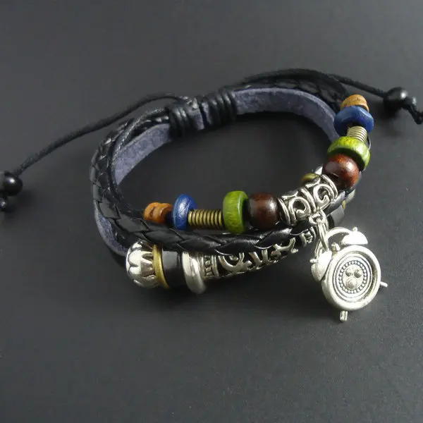 Новый модный винтажный будильник с деревянными бусинами очаровательный браслет