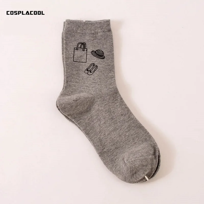 [COSPLACOOL] оригинальные модные носки с принтом женские ботинки шапкой цвет черный