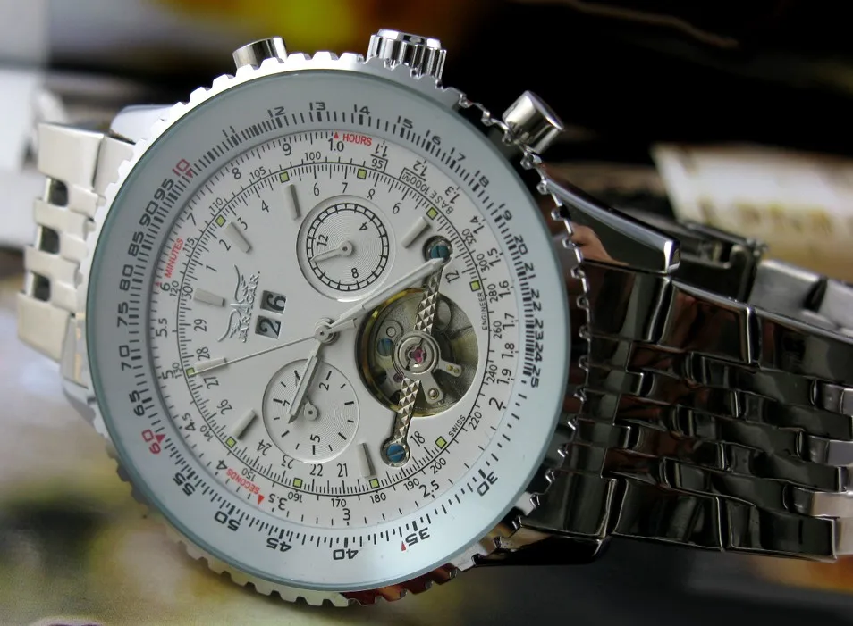Jaragar tourbillon relogio automatico masculino часы мужчины полная сталь наручные часы мужские часы лучший бренд класса люкс маховик коробка подарков