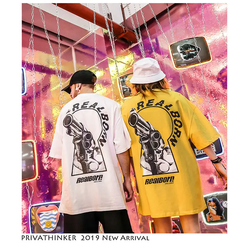 Privathinker 2019 одежда для влюбленных красочная буква Футболка с принтом хип хоп