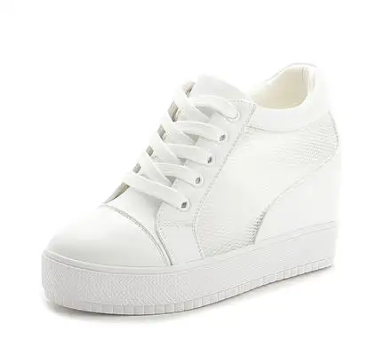 Платформа на высоких каблуках женская обувь на танкетке Chaussure Femme черный, белый цвет Скрытая каблуки лифт обувь Повседневные зимние ботинки - Цвет: The picture color
