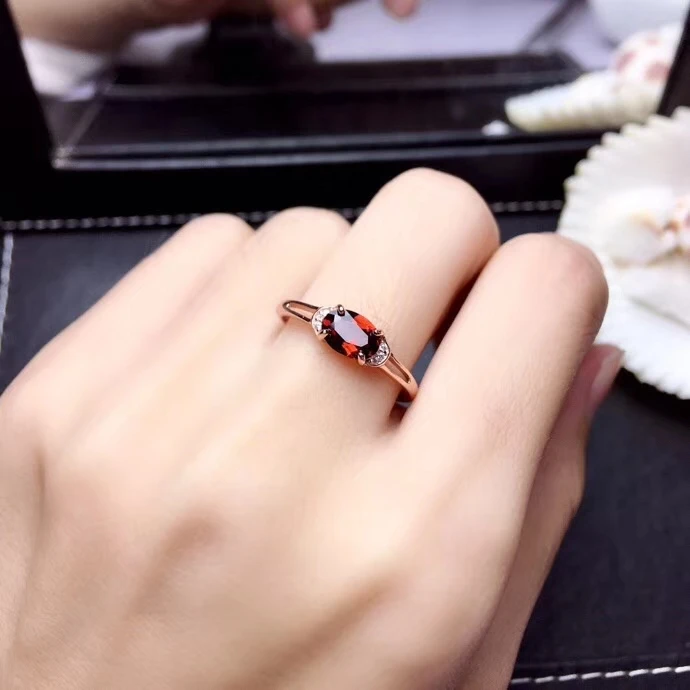 Женское кольцо с красным гранатом элегантные двухуровневые круглые кольца из