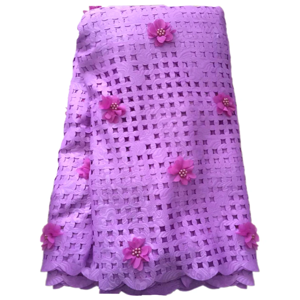 PULU 5Yards/Lot African Mesh 3D Flower Lace Fabric Nigerian Wedding French | Дом и сад