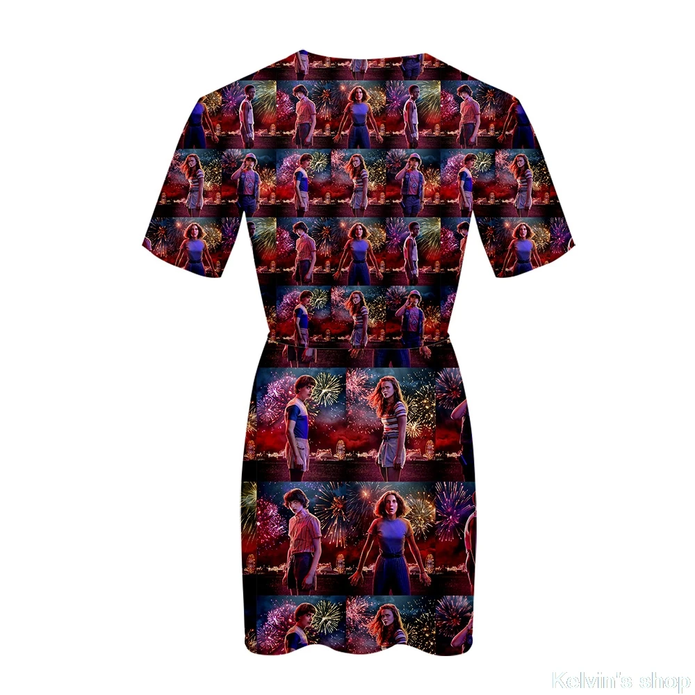 STRANGER THINGS Dress 3D Printed Summer 2019 New Women Short Sleeve Dresses Casual Ladies O Neck | Женская одежда
