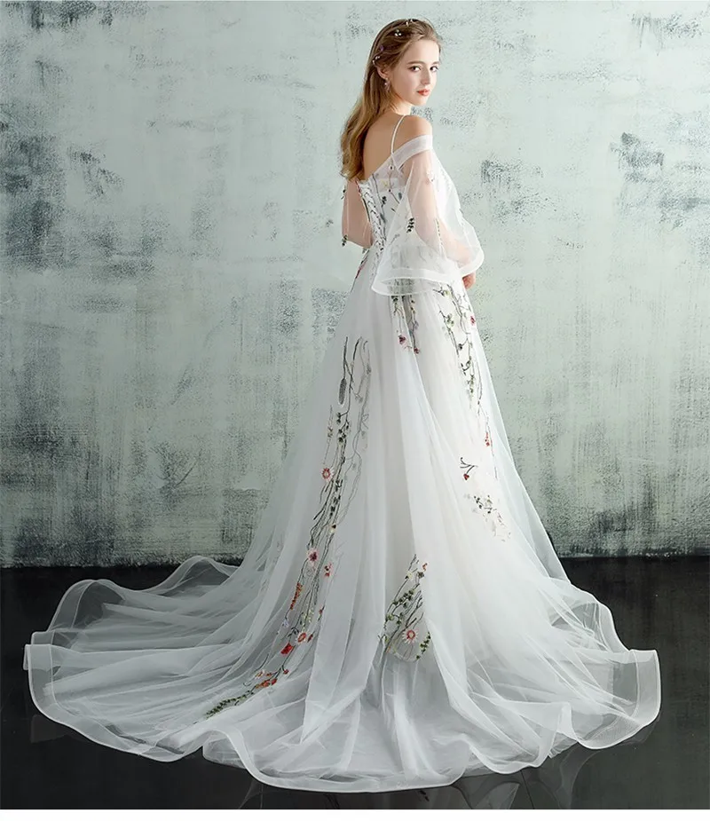 Darlingoddess Vestido De Noiva пляжные свадебные платья с бретельками сексуальные красочные кружевные пляжные свадебные платья с рукавами