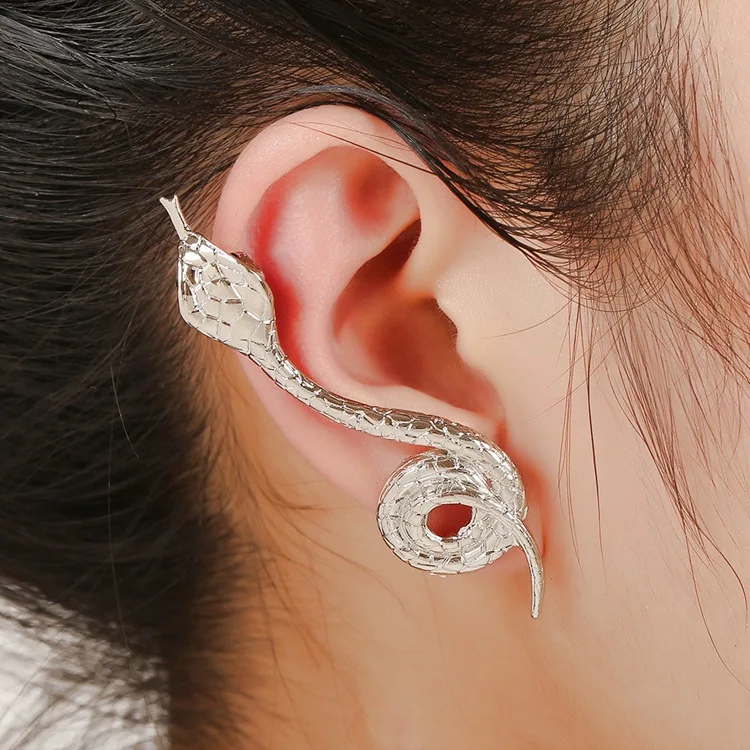 Змея серьги в стиле панк-рок сплава уха клип Кафф букле d'oreille Aretes Oreille Pendientes Mujer |