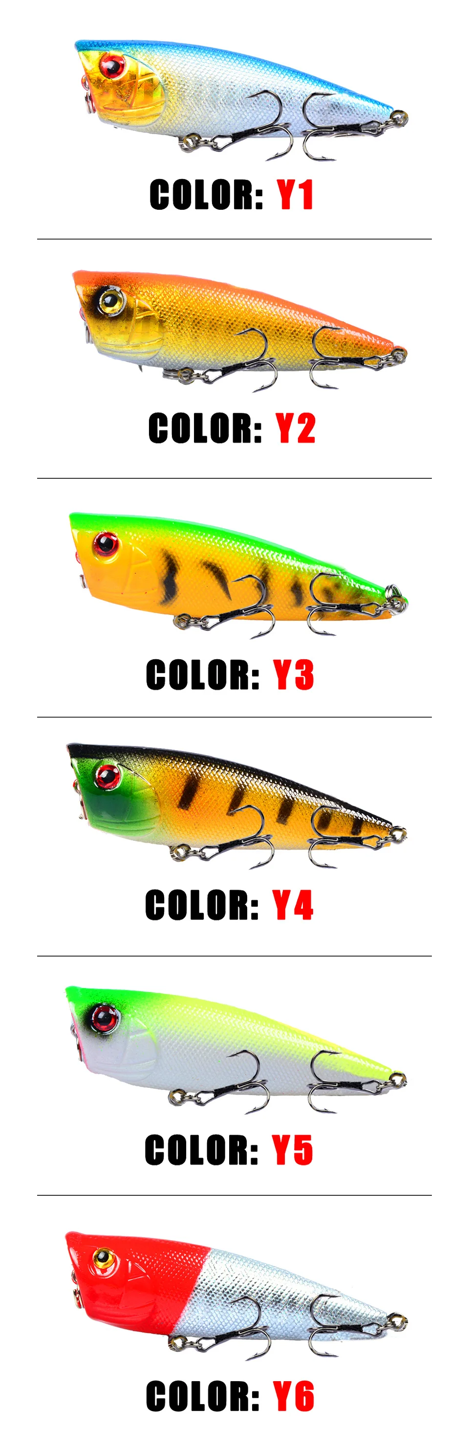 LINGYUE Поппер приманка 60 мм 7 г Topwater наживка isca искусственная погремушка воблер Crankbait 6# крючки рыболовные снасти Pesca для окуня