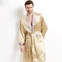 genuine silk sleeping robes male long sleeve bathrobe shorts two piece sets sexy kimono silkworm silk mens sleepwear 2508