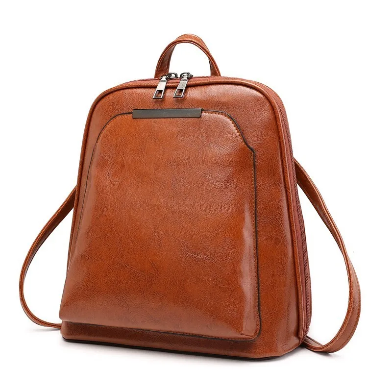 Женские кожаные рюкзаки, женские школьные сумки для девочек, Sac A Dos, женский рюкзак для девочек, Mochilas, рюкзак для женщин - Цвет: Brown