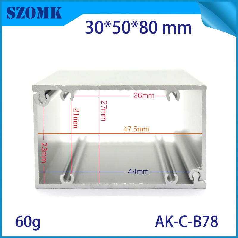 1 шт. анодированный алюминиевый корпус для усилителя звука 30 х50х80 мм |