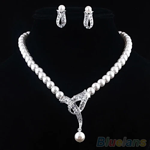 Комплект из колье и серёг с искусственным жемчугом|necklace earrings jewelry set|jewelry setsjewelry set
