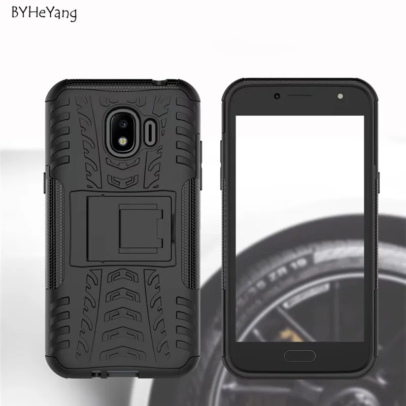 BYHeYang For Samsung Galaxy J2 Pro 2018 Case PC &amp TPU Hybrid Kickstand Back Cover Armor J250 |