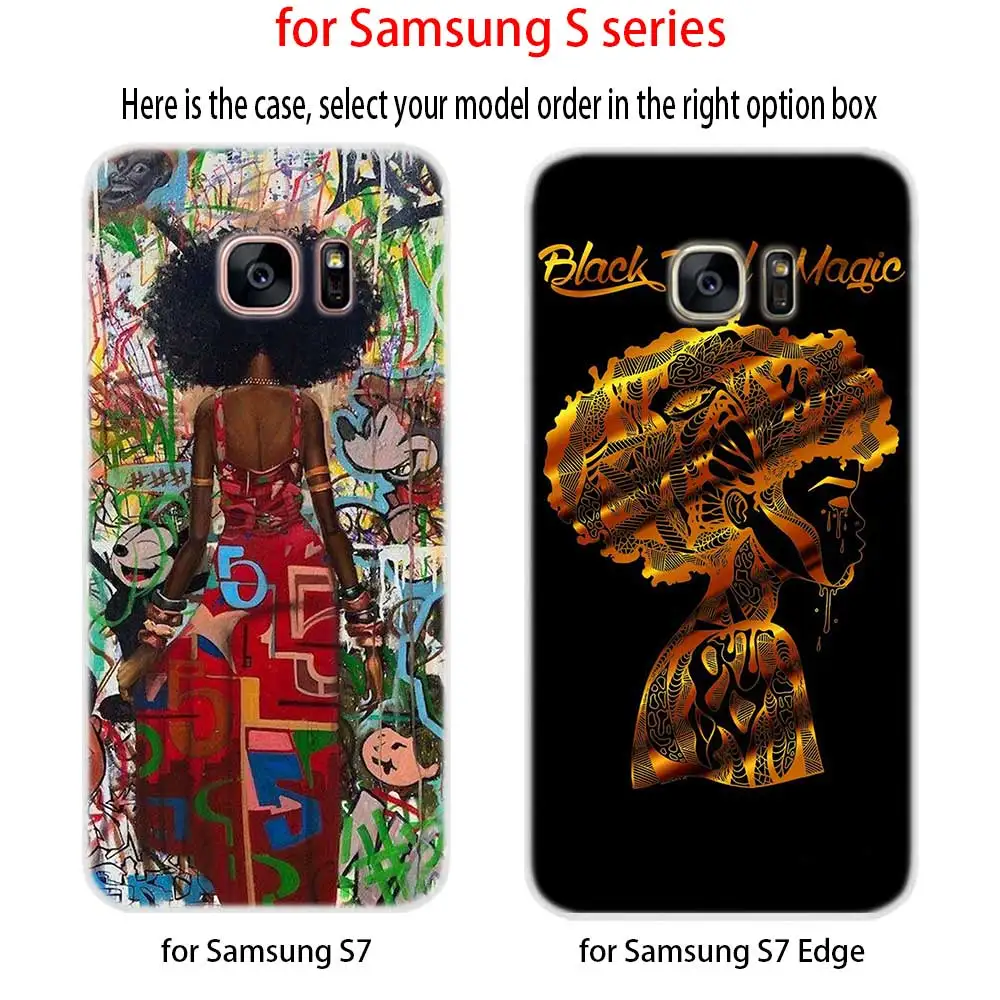 Афро для девочек однотонный Мягкий чехол из TPU силиконовый Samsung Galaxy S7Edge S8 S9 S10 S11 S20
